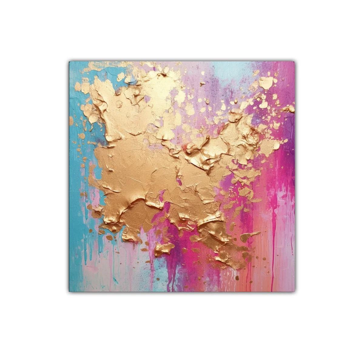 Cuadro abstracto con texturas doradas y tonos vibrantes — imagen principal