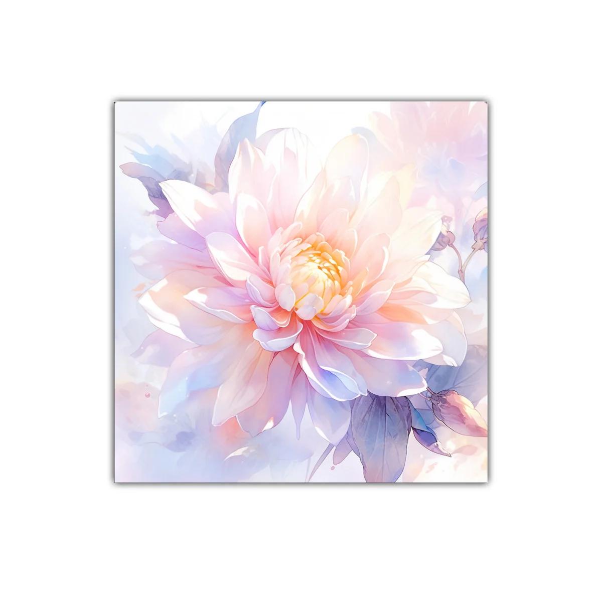 Cuadro decorativo con flor delicada y tonos pastel suaves