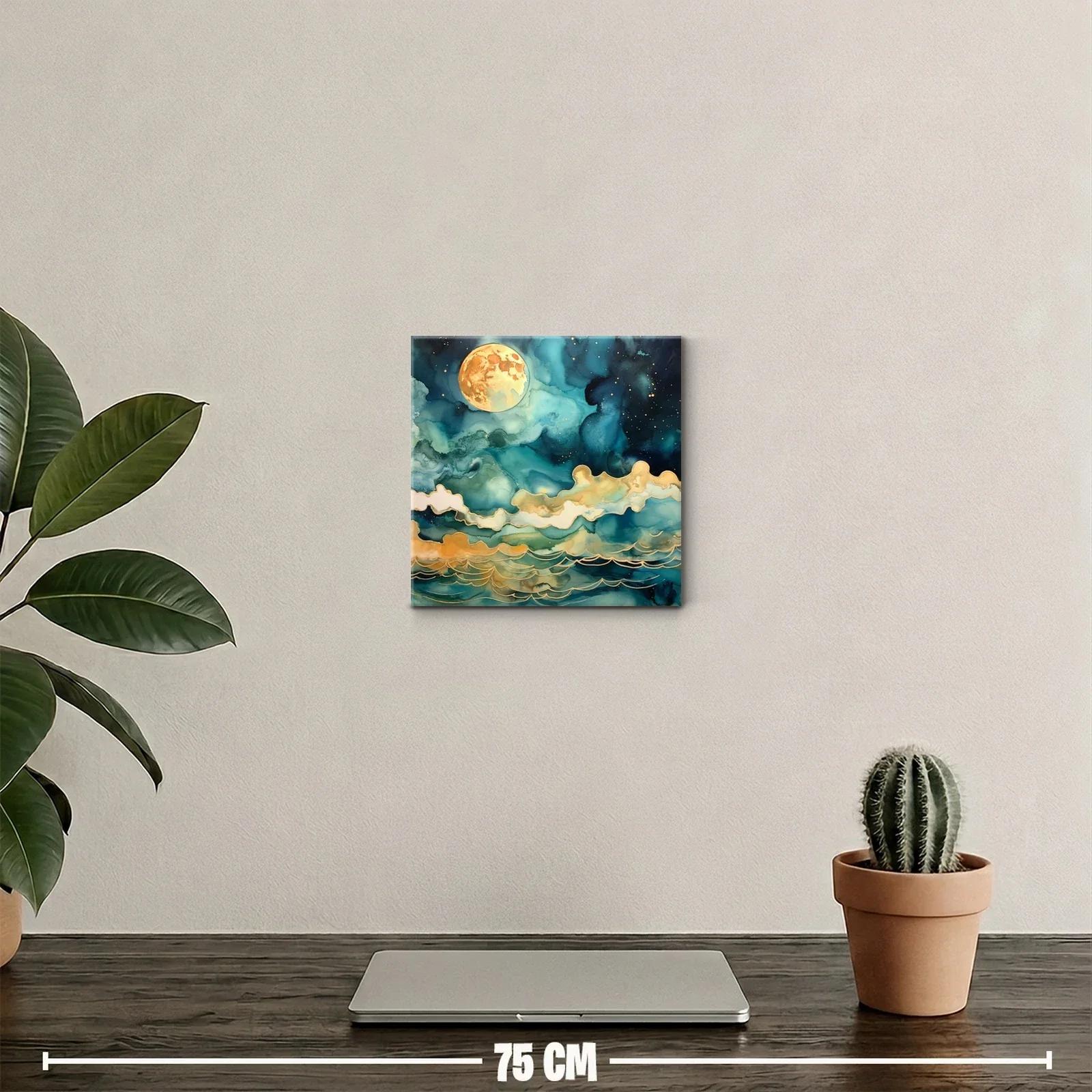 Cuadro decorativo con luna llena y cielo nocturno azul — miniatura 2