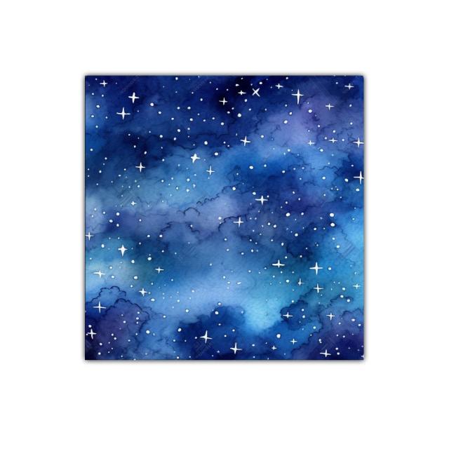 Cuadro con un cielo estrellado en tonos azul profundo