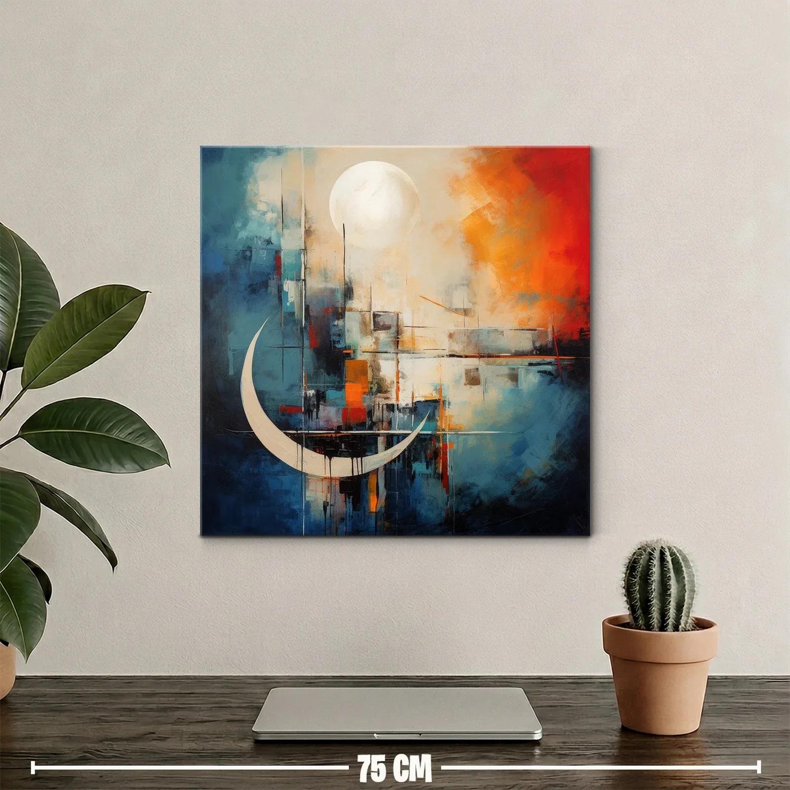 Cuadro abstracto con figuras lunares y paleta vibrante — miniatura 2