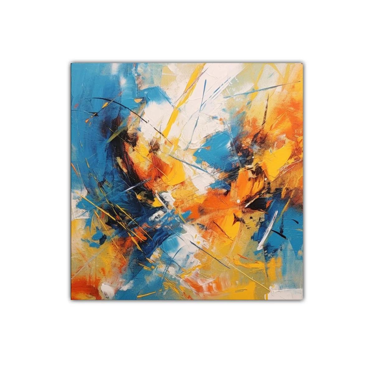 Cuadro abstracto con energía vibrante y colores intensos