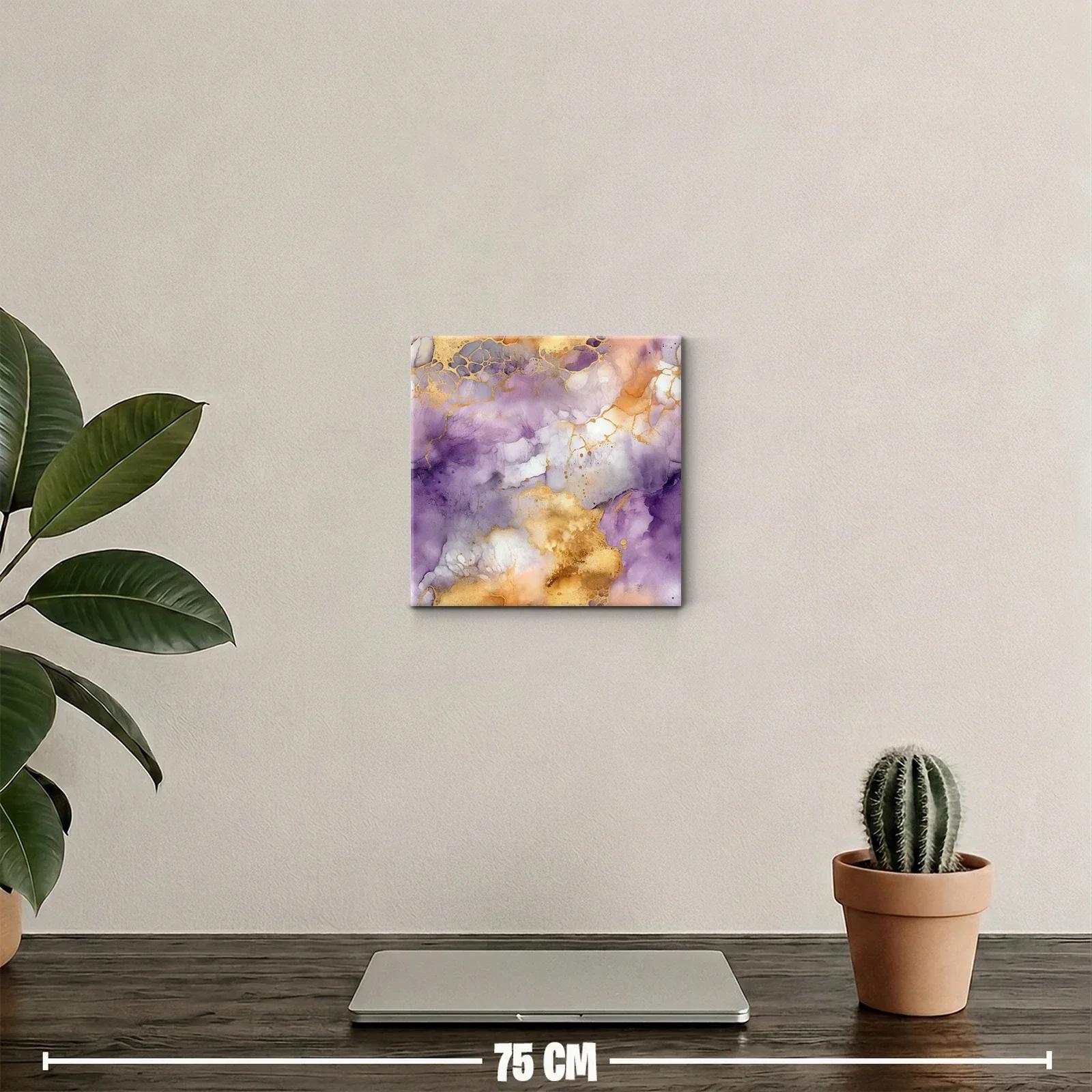 Cuadro abstracto en tonos malva y oro para decoración elegante — miniatura 2