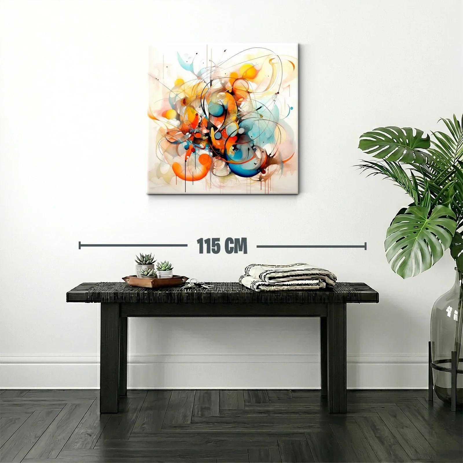 Cuadro abstracto en tonos cálidos y fríos vibrantes — miniatura 2