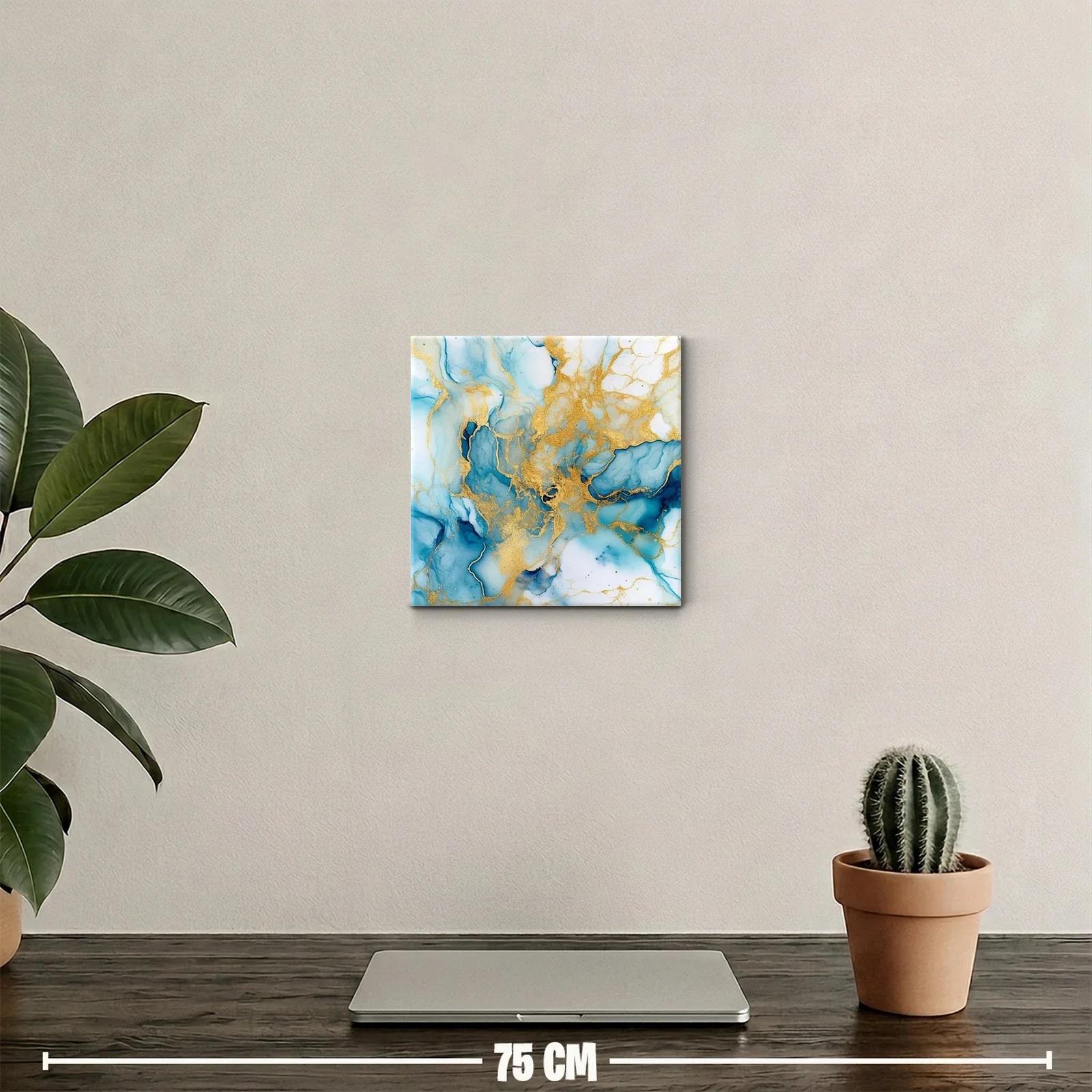 Abstracción elegante en azul con detalles dorados brillantes — miniatura 2