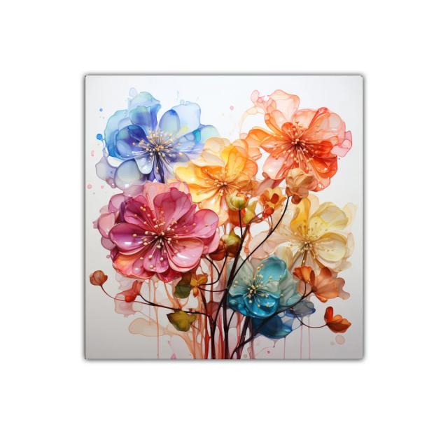 Cuadro decorativo flores vibrantes en tonos cálidos y fríos