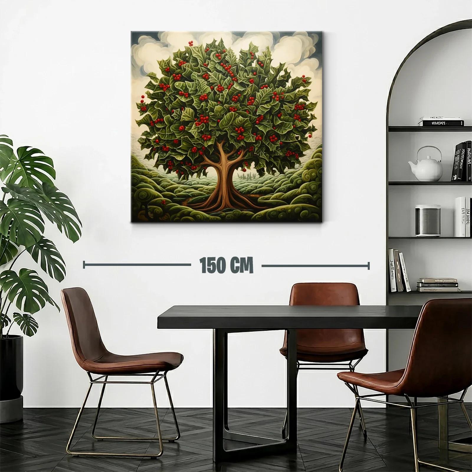Árbol frondoso con hojas verdes y frutos rojos vibrantes — miniatura 2