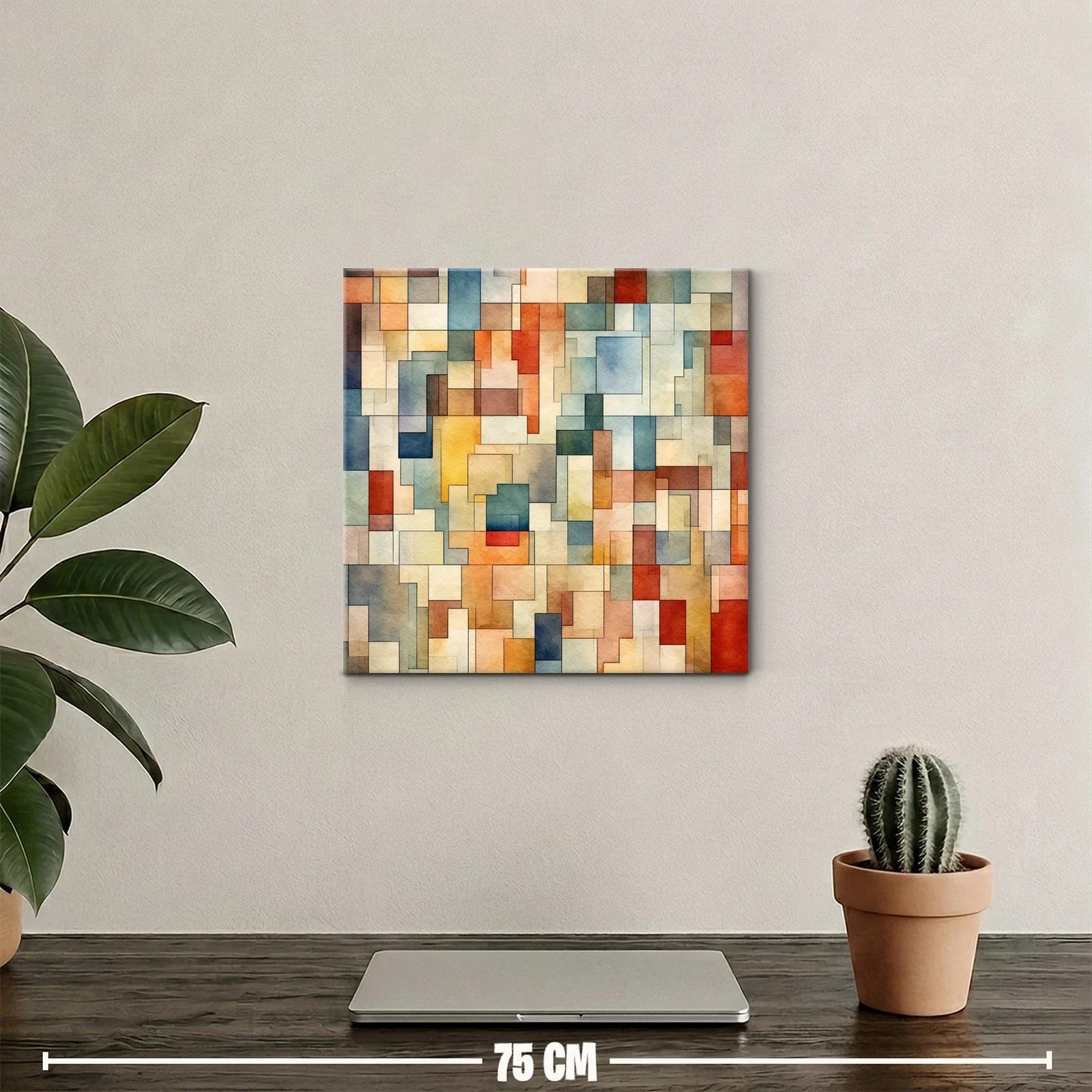 Composición abstracta con bloques en tonos cálidos y fríos — miniatura 2
