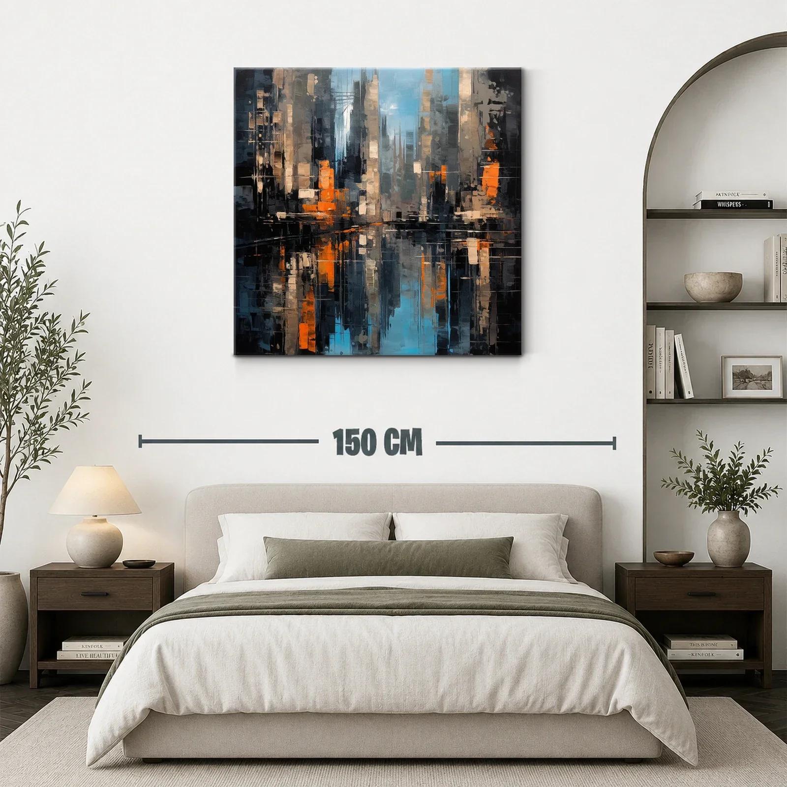 Cuadro abstracto de ciudad con reflejos vibrantes — miniatura 3