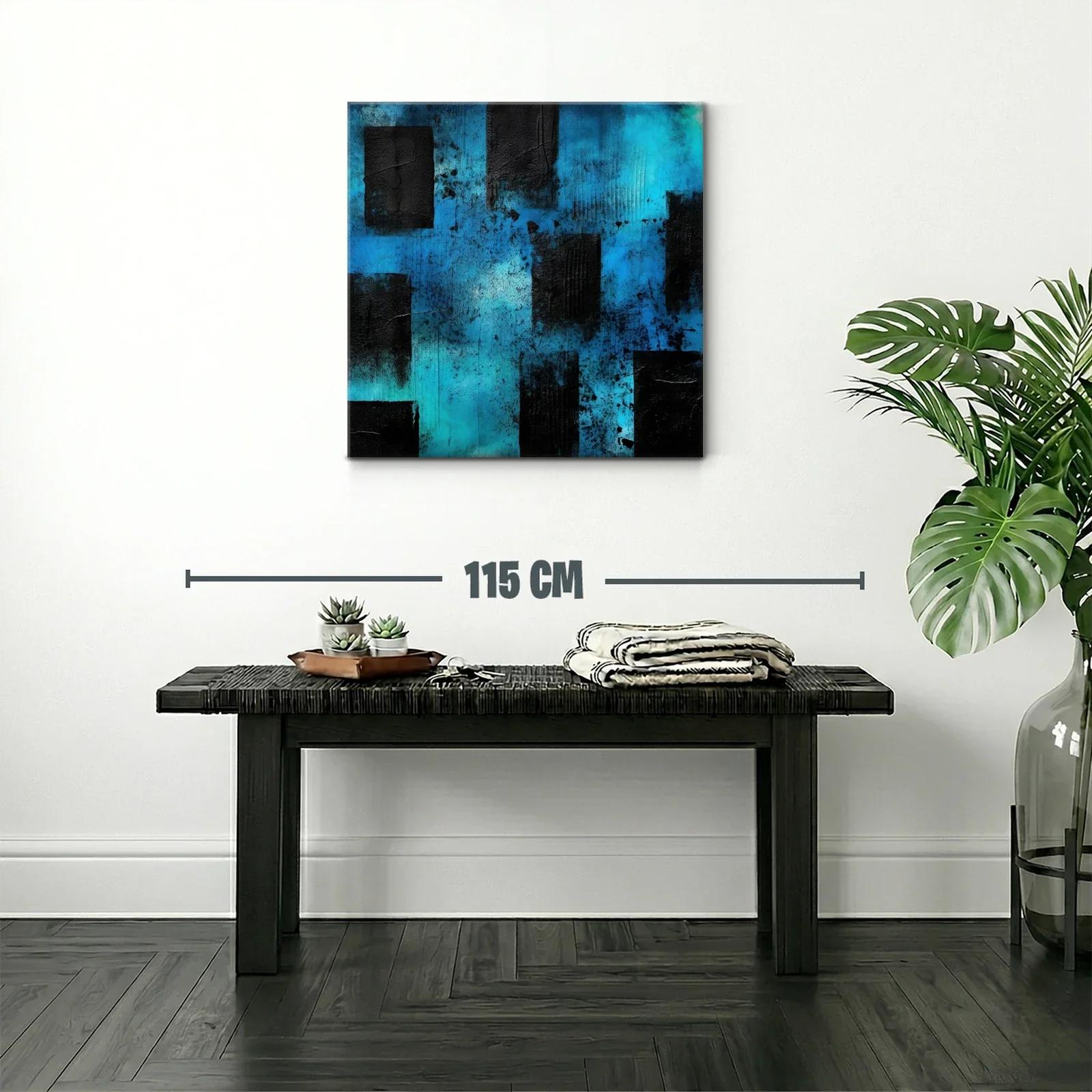 Cuadro abstracto en tonos azules y negros — miniatura 2