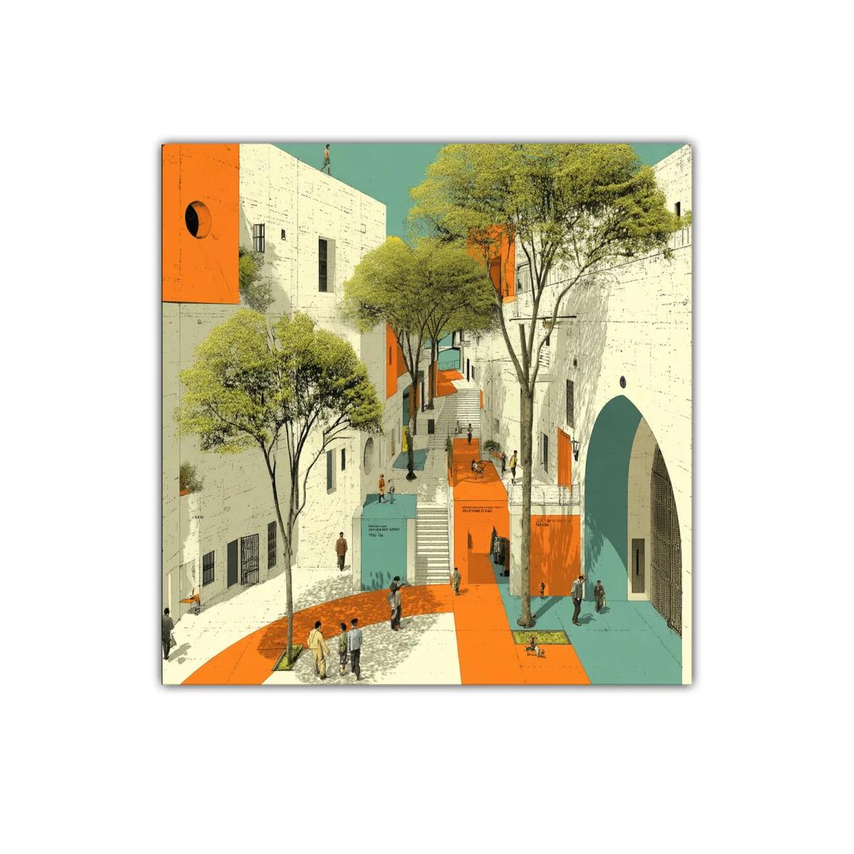 Calle urbana con contraste vibrante y árboles icónicos — miniatura 1