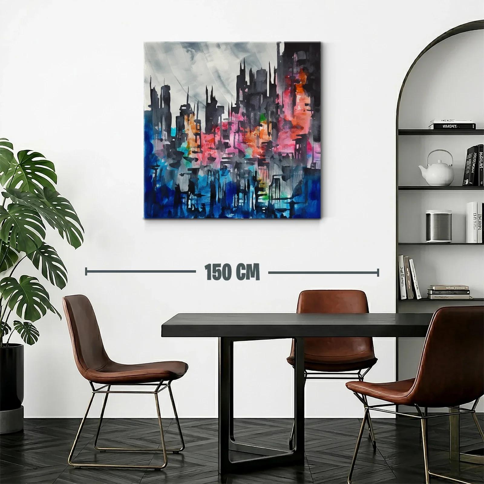 Ciudad abstracta con tonos vibrantes y contrastes intensos — miniatura 2