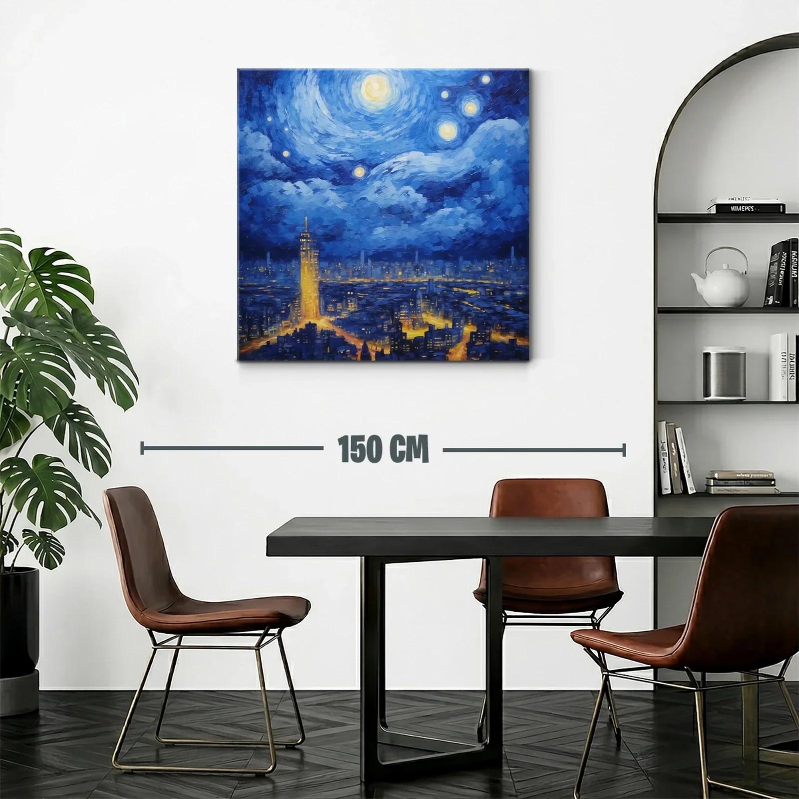 Paisaje nocturno urbano con cielo estrellado vibrante — miniatura 2