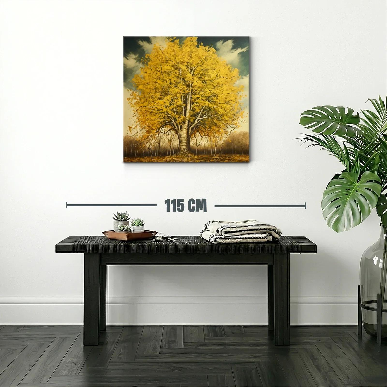 Majestuoso árbol dorado en paisaje otoñal sereno — miniatura 2