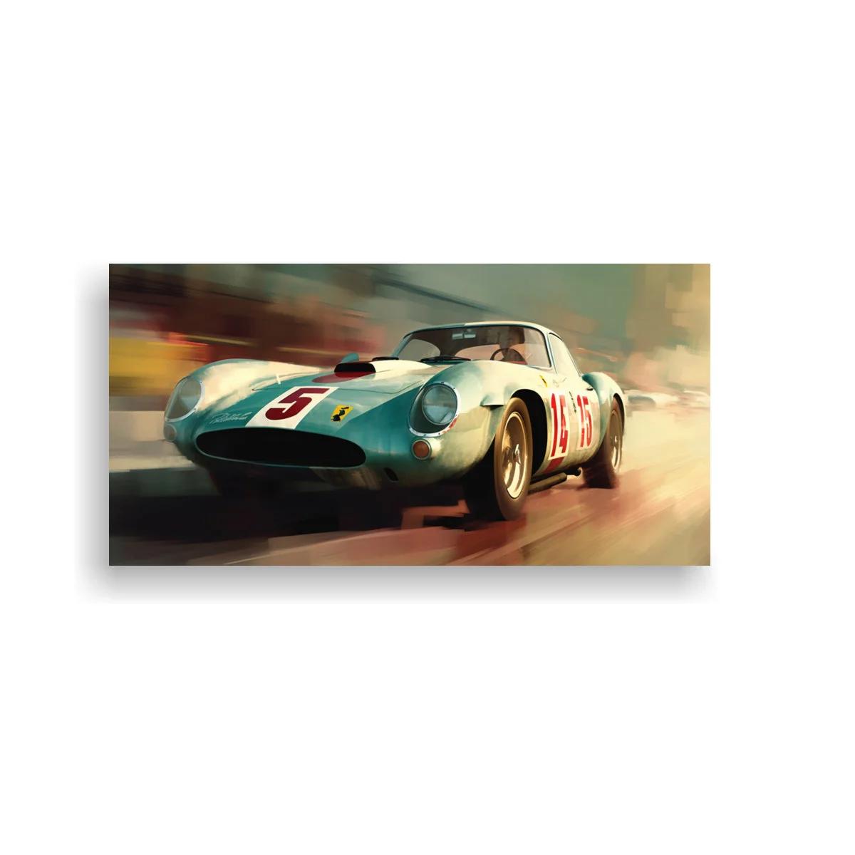 Cuadro coche de carreras clásico número 57 en acción