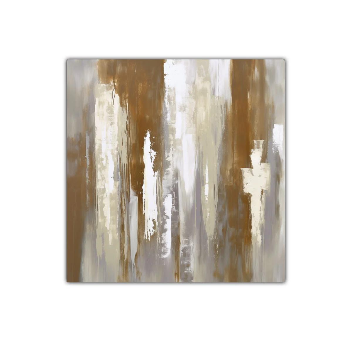 Cuadro abstracto con tonos tierra y neutros para decoración interior