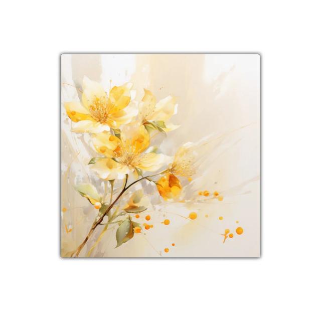 Cuadro decorativo flores amarillas con delicados detalles