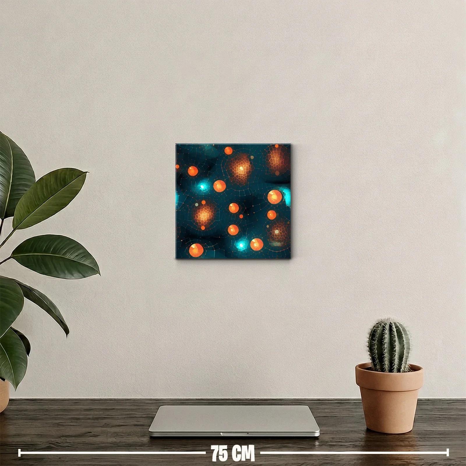 Cuadro decoración esferas naranjas sobre fondo azul oscuro — miniatura 2