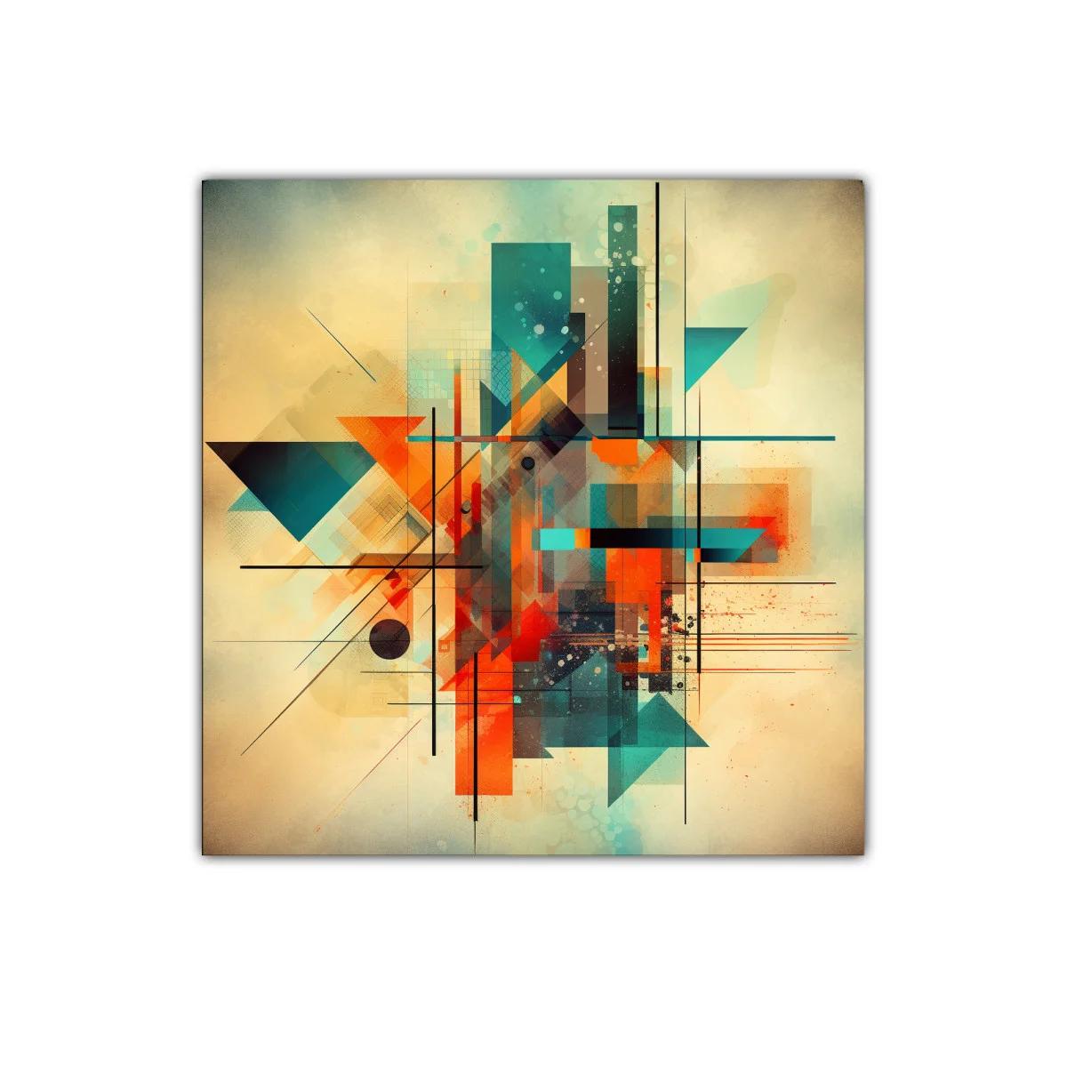 Composición abstracta geométrica en tonos cálidos y azules — imagen principal