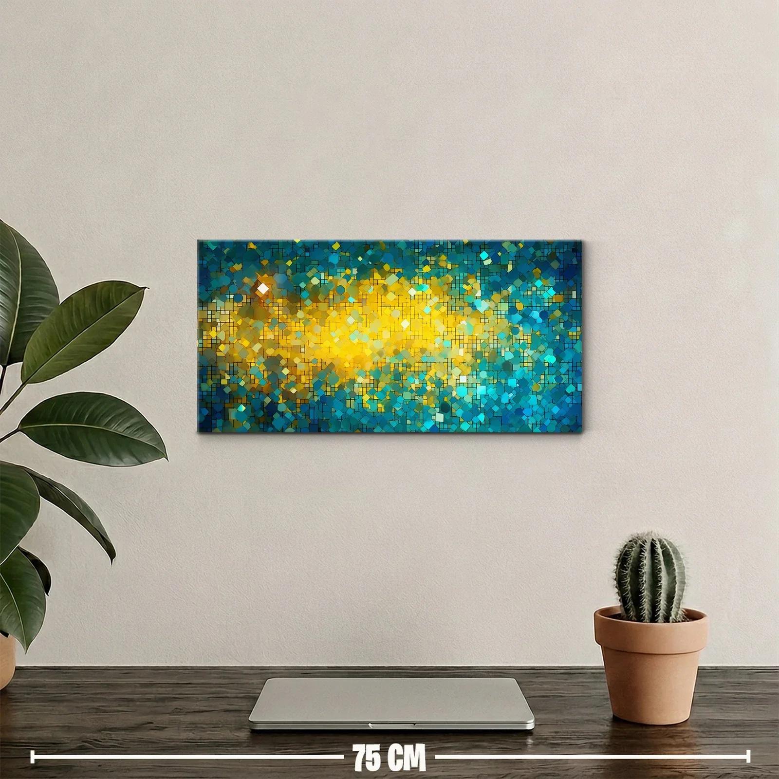 Cuadro mosaico abstracto de luces doradas con banda luminosa — miniatura 2