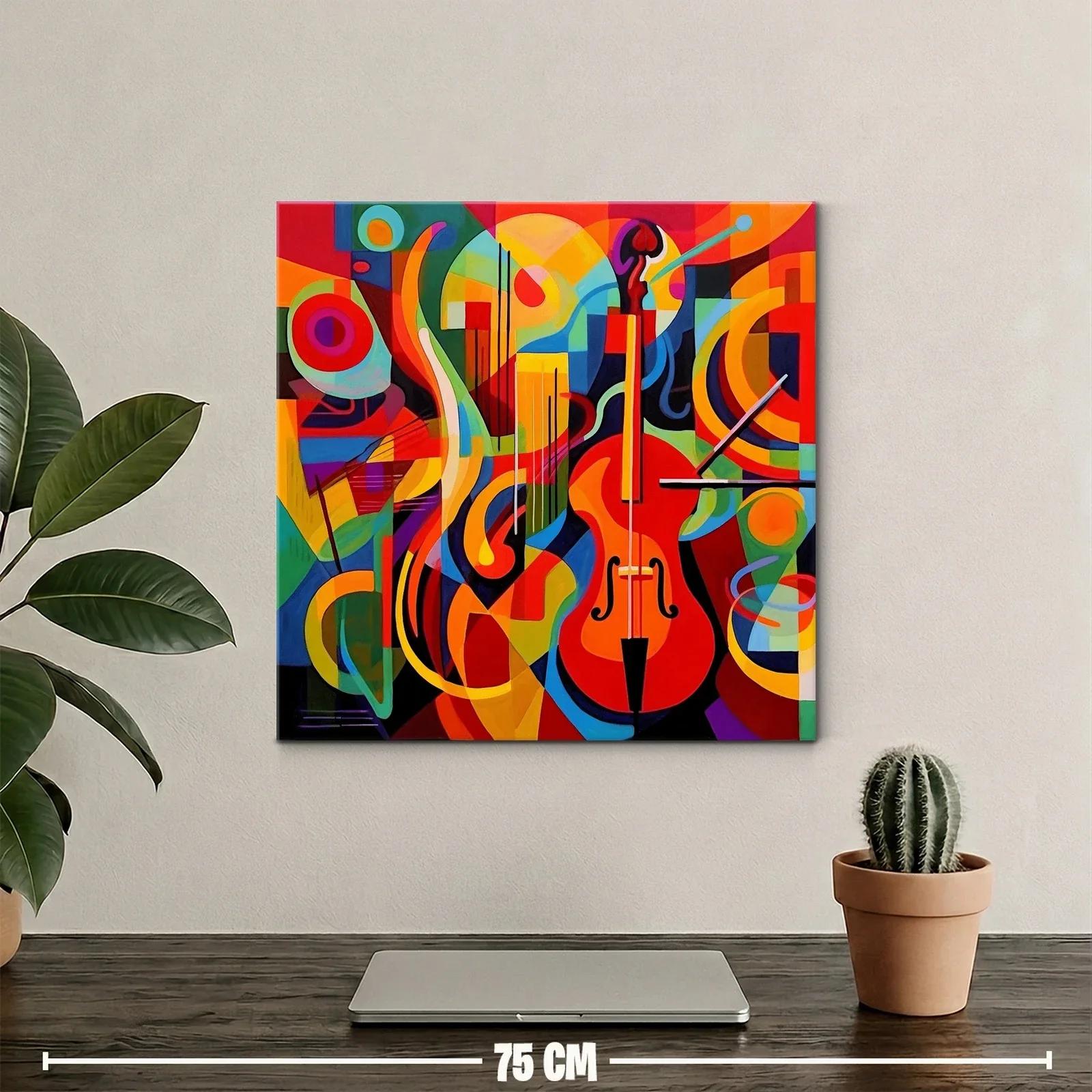 Composición vibrante con instrumentos musicales y formas geométricas — miniatura 2