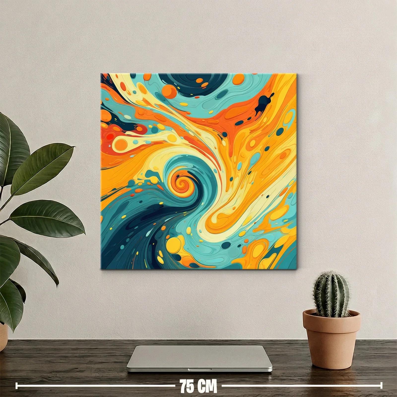 Composición abstracta en tonos cálidos y azules vibrantes — miniatura 2