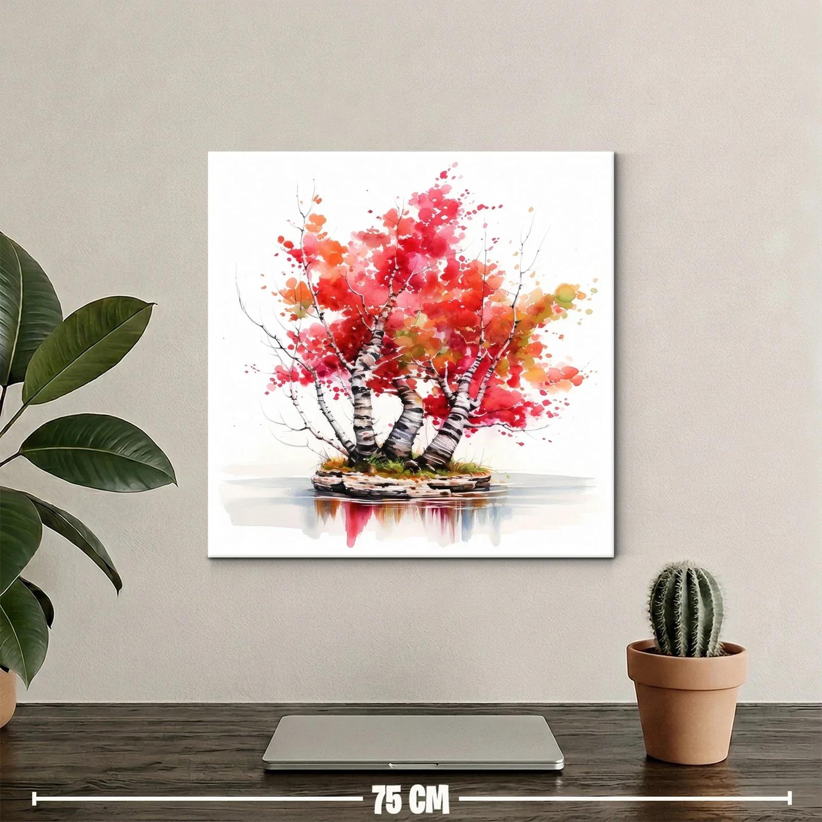 Arboles con hojas rojas reflejados en el agua — miniatura 2