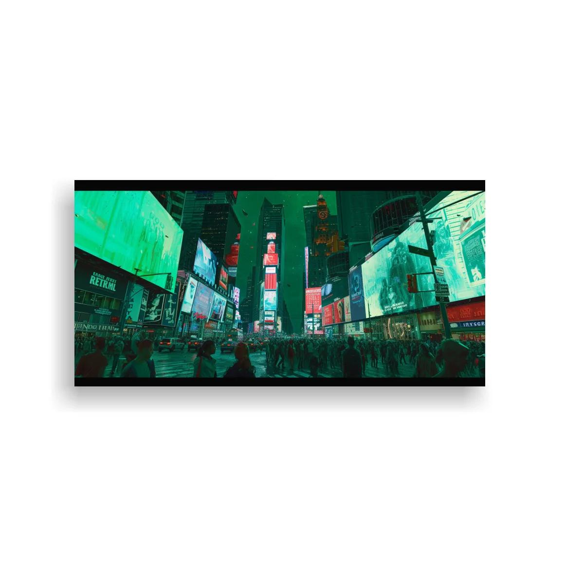 Cuadro Times Square con pantallas gigantes y calle llena de peatones