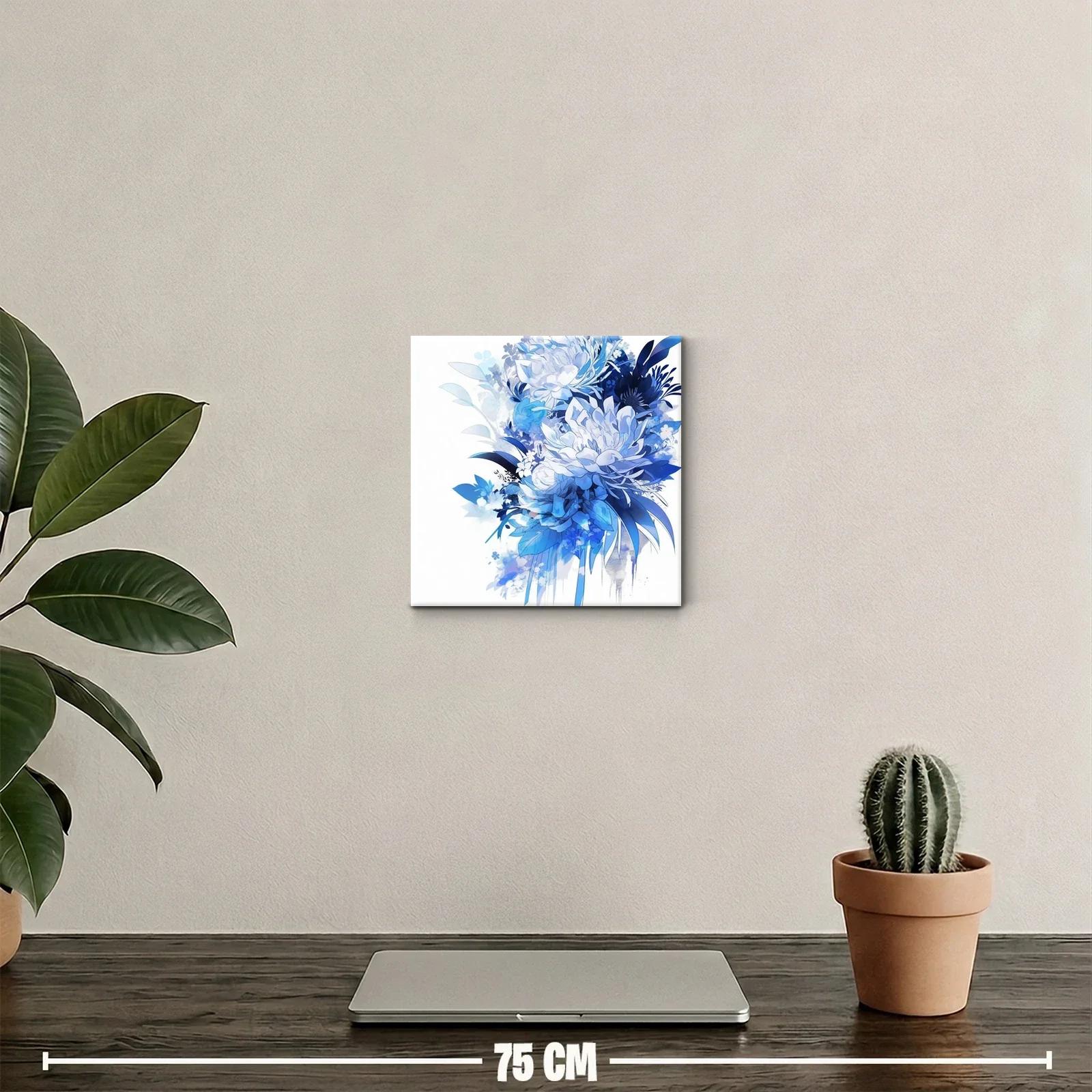 Composición floral abstracta en tonos azules y blancos — miniatura 2