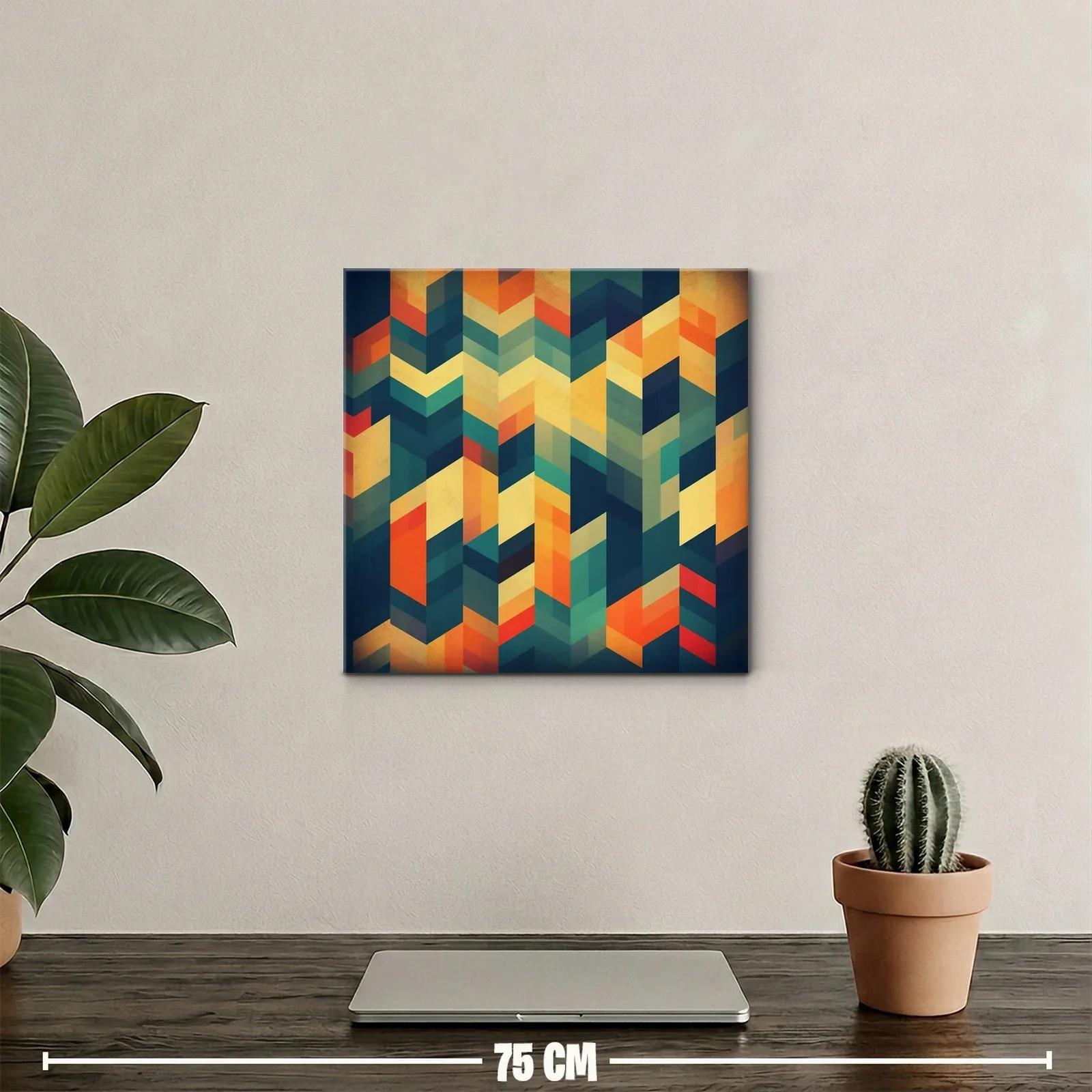 Diseño geométrico con tonos cálidos y frescos para pared — miniatura 2