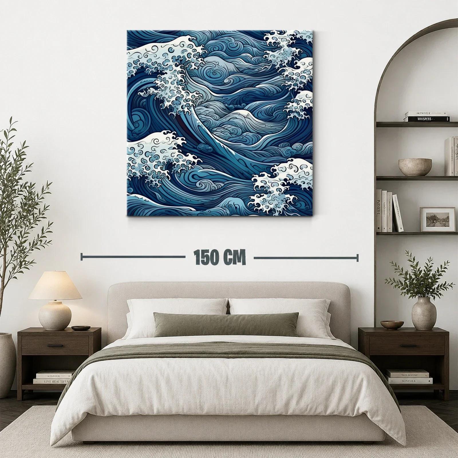 Olas en movimiento con tonos azules y blancos marinos — miniatura 3