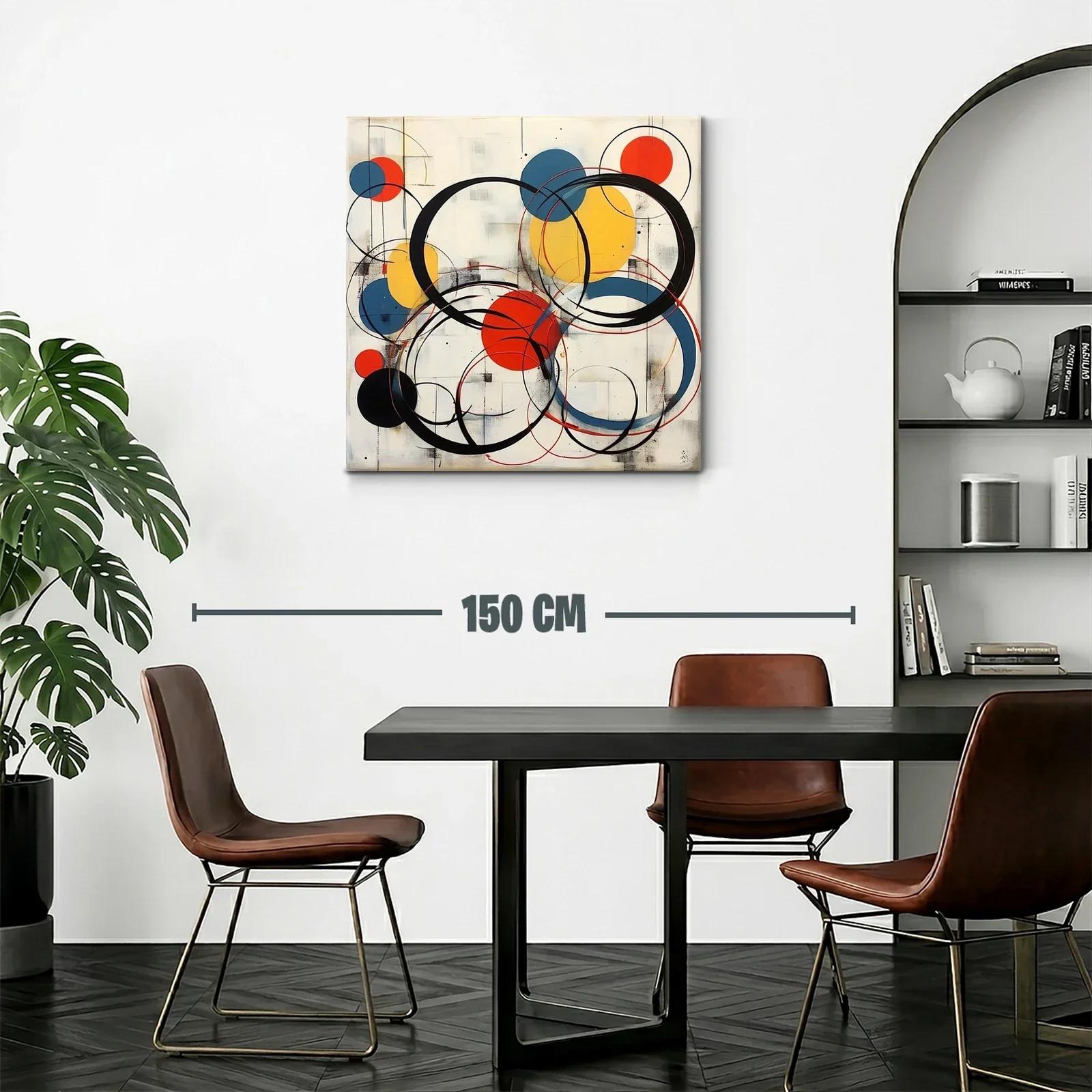 Cuadro abstracto con círculos en tonos cálidos y neutros — miniatura 2