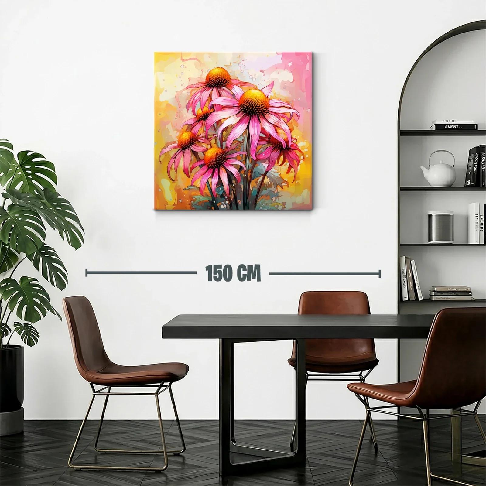 Cuadro vibrante de flores rosas con fondo cálido — miniatura 2