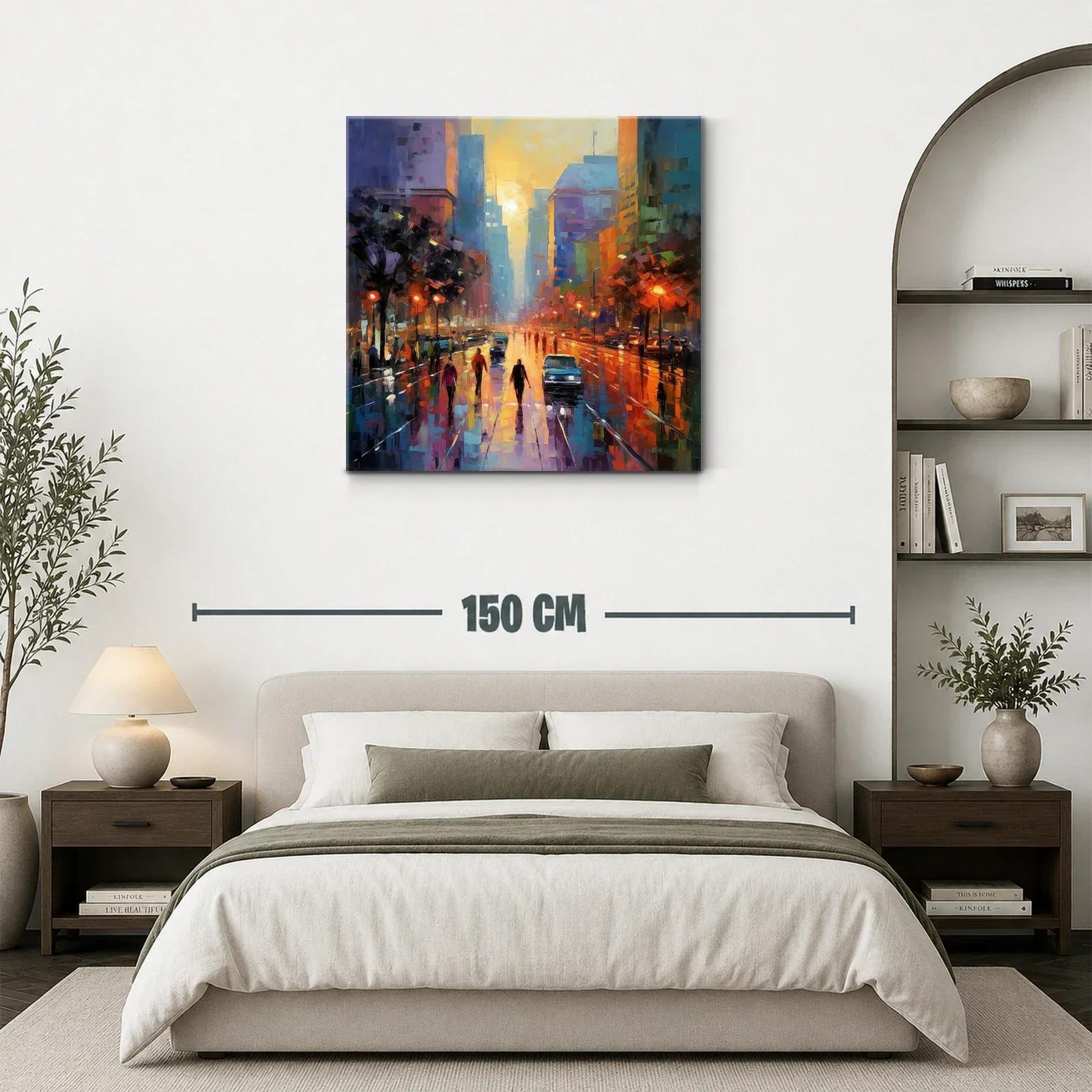 Atardecer urbano con reflejos y luces brillantes — miniatura 3