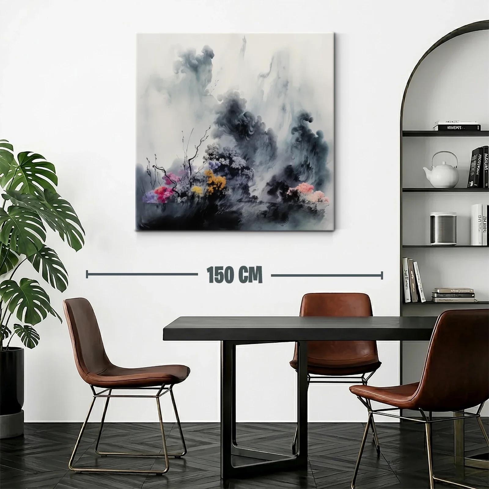 Paisaje Abstracto con Flores y Nubes en Tonos Suaves — miniatura 2