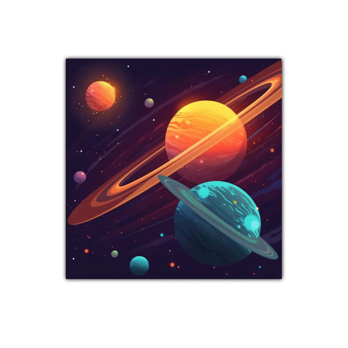 Cuadro decorativo con universo y planetas coloridos — imagen principal
