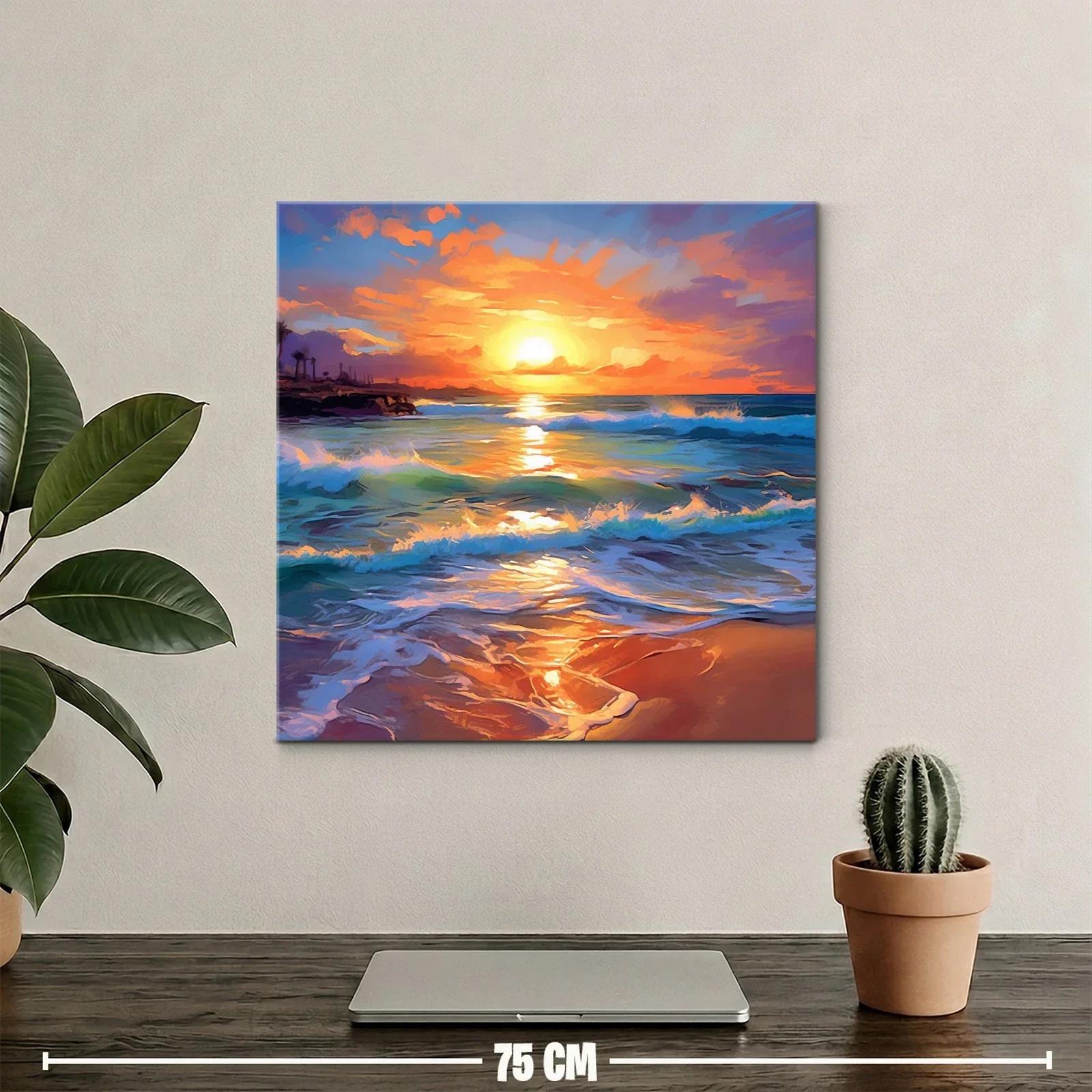 Atardecer vibrante con olas en playa serena — miniatura 2