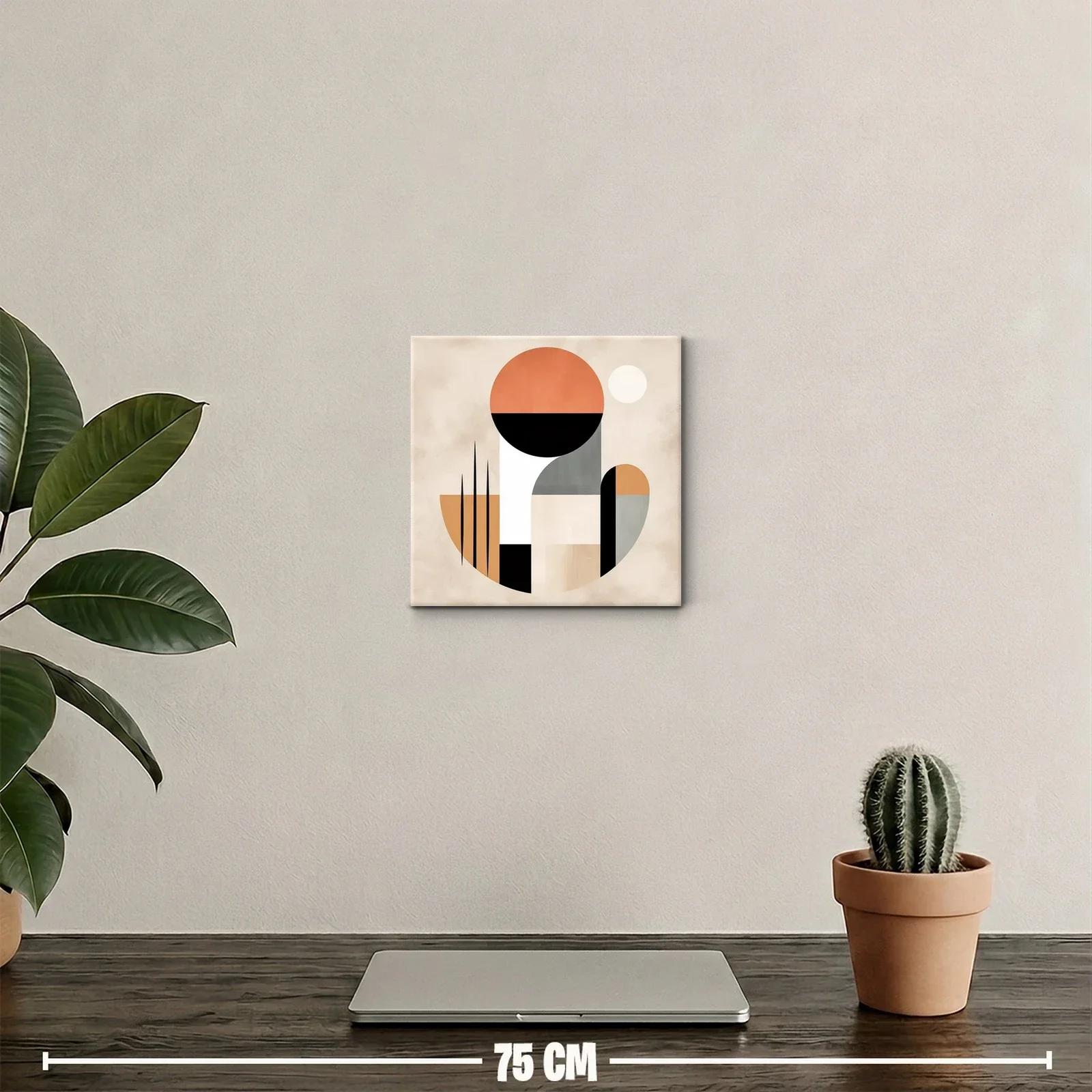 Cuadro abstracto con formas geométricas y tonos cálidos — miniatura 2