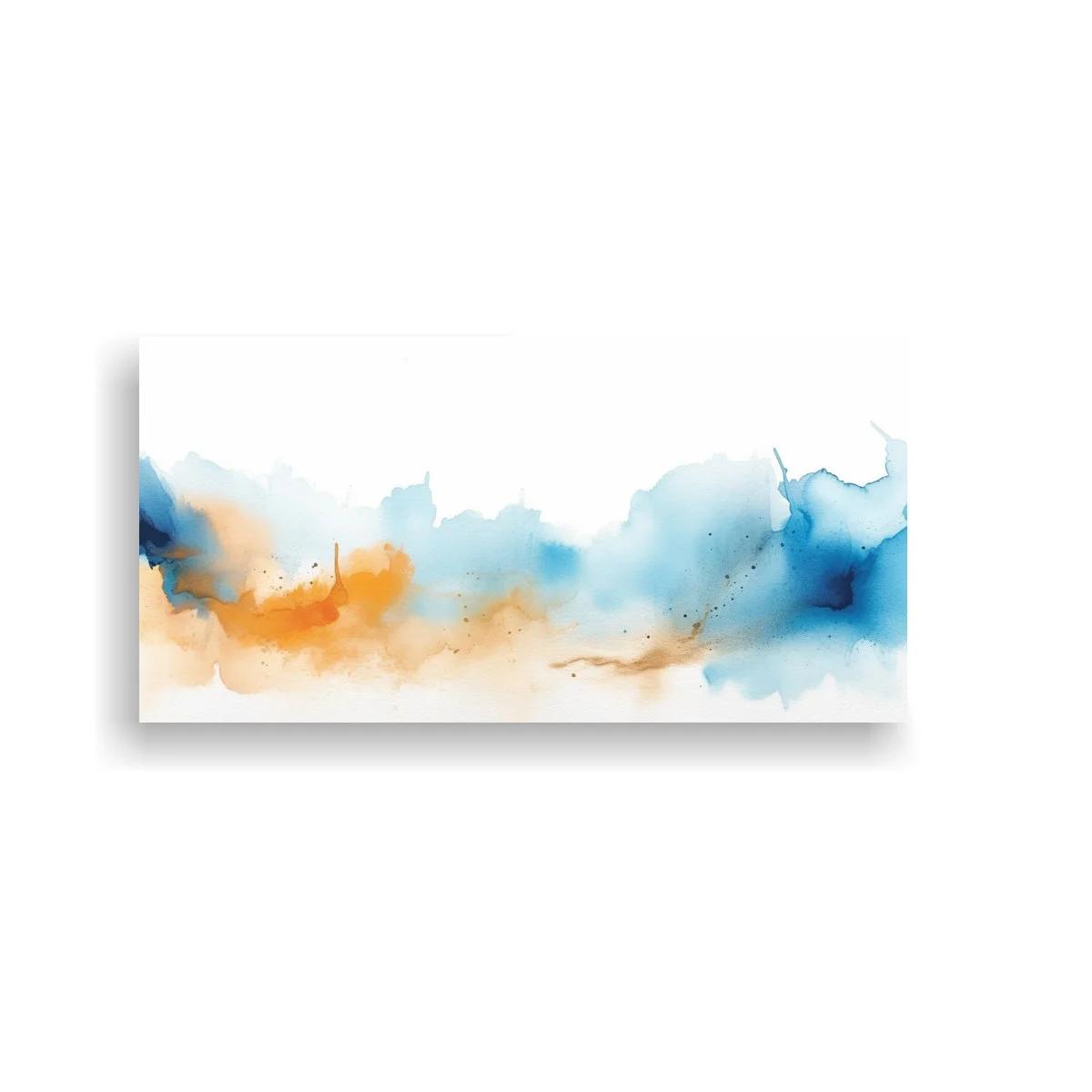 Cuadro mancha abstracta de acuarela azul y coral — imagen principal