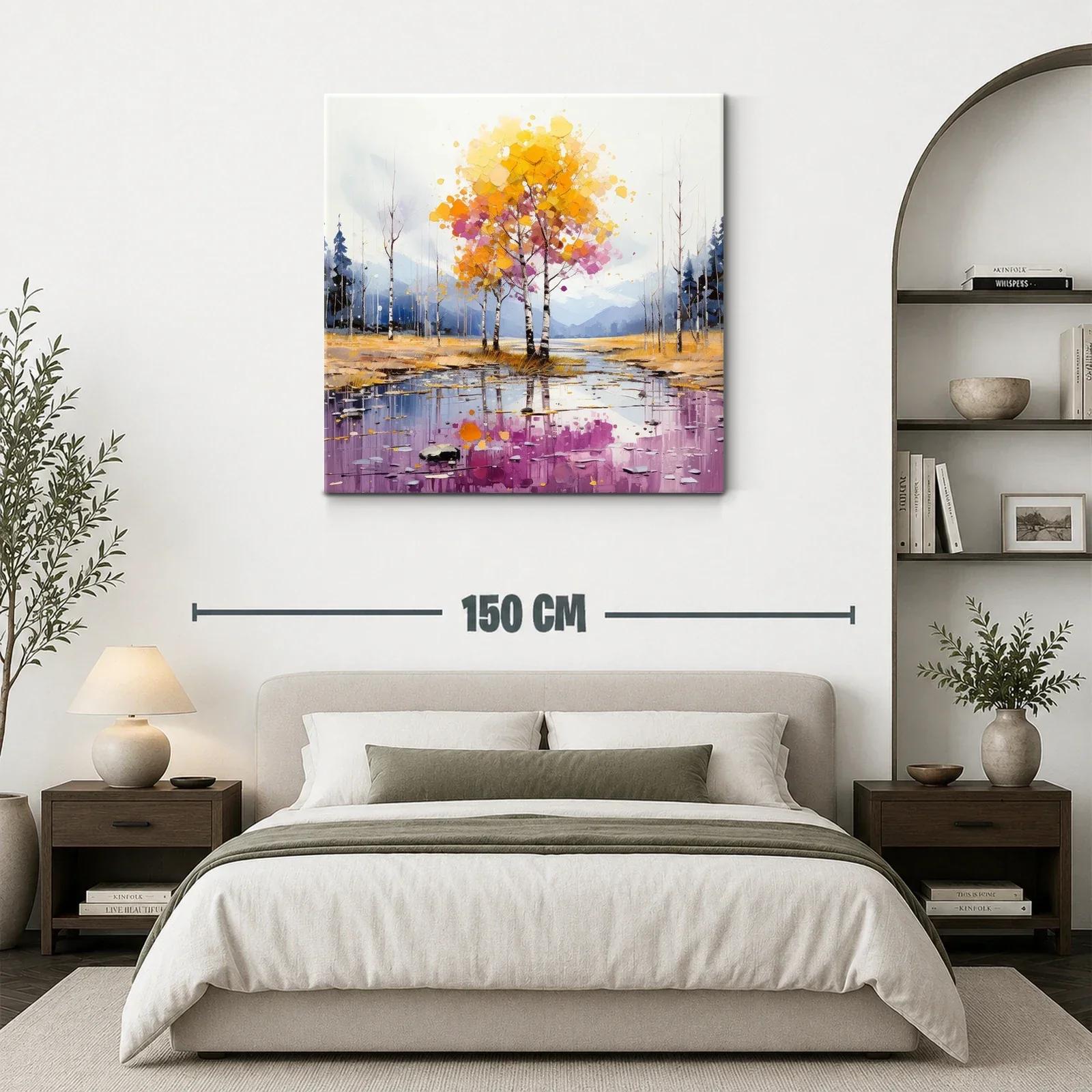 Paisaje otoñal con árboles de tonos cálidos y reflejos — miniatura 3