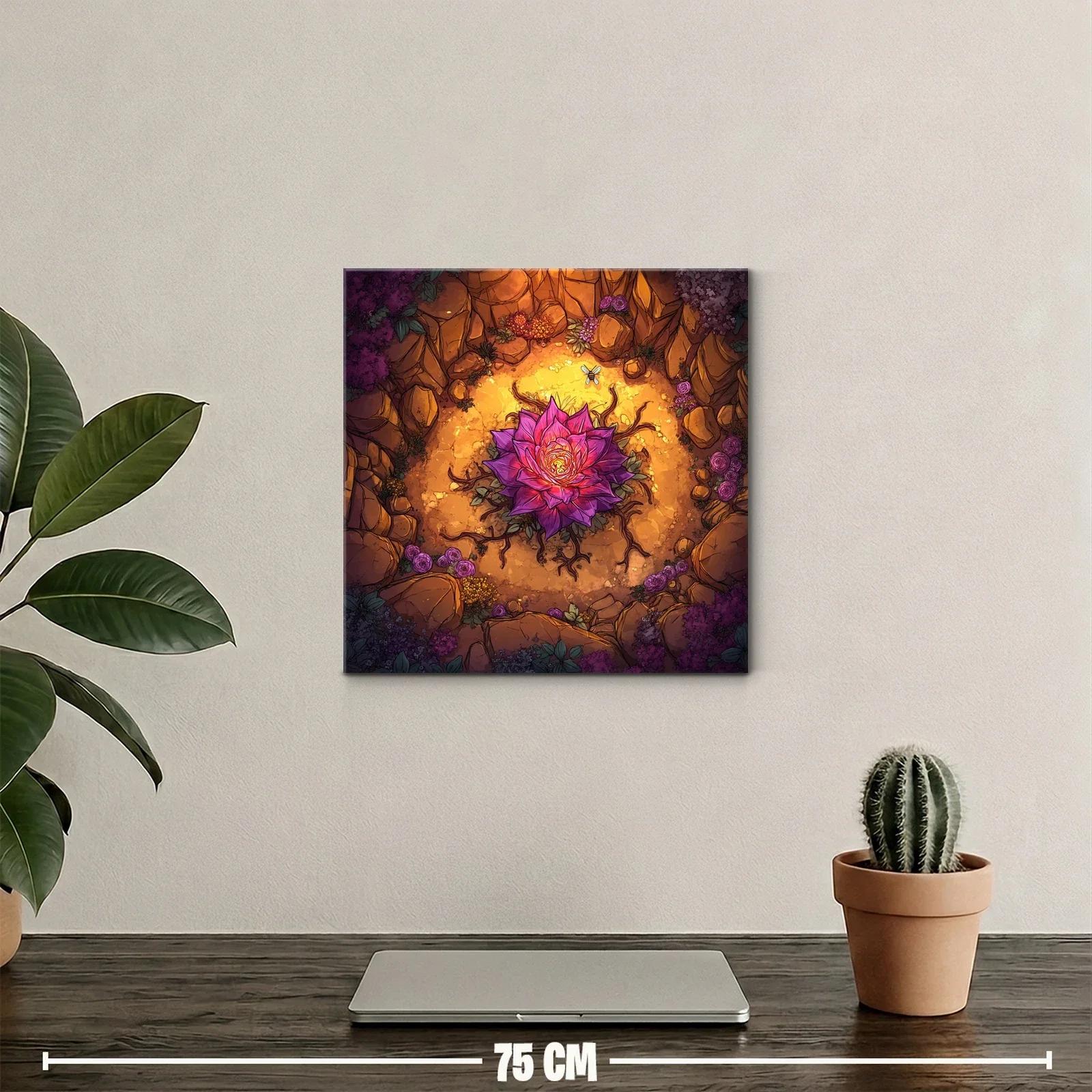 Flor luminosa rodeada de naturaleza en tonos cálidos y violetas — miniatura 2