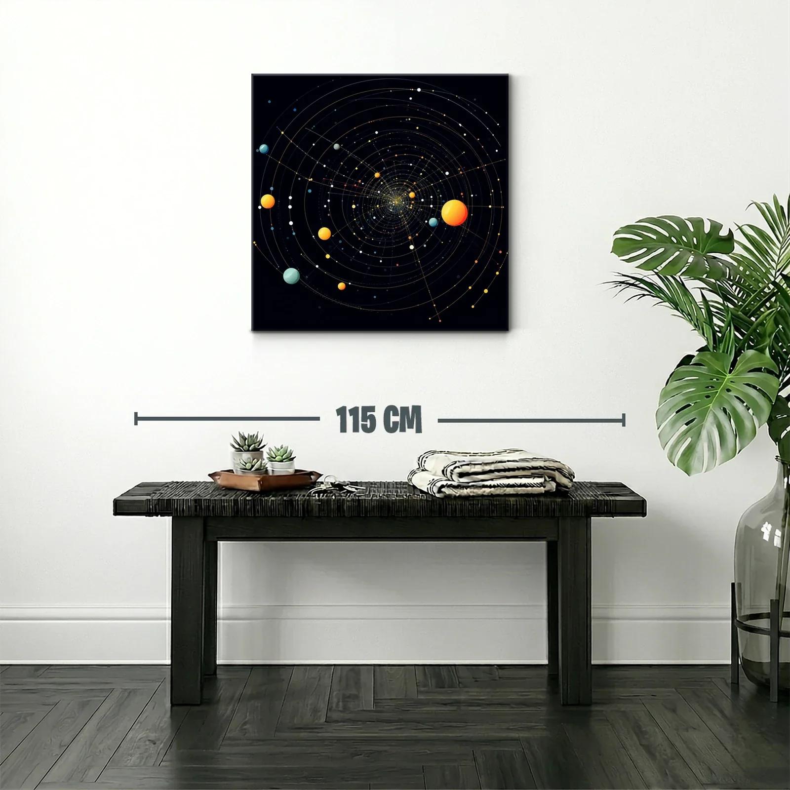 Cuadro abstracto con espiral cósmica y elementos planetarios — miniatura 2