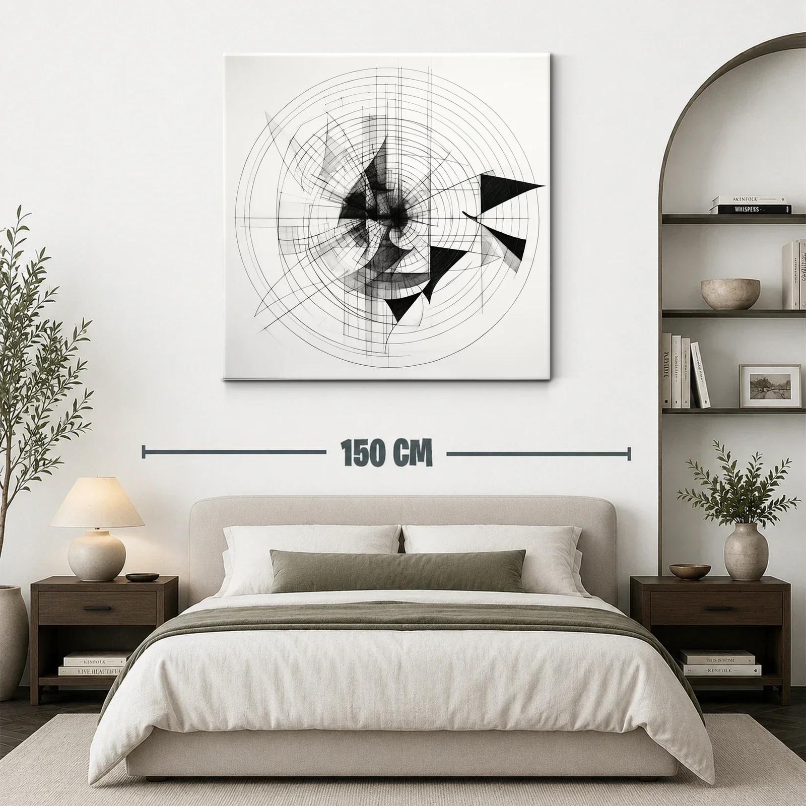 Composición geométrica en blanco y negro con círculos concéntricos — miniatura 3