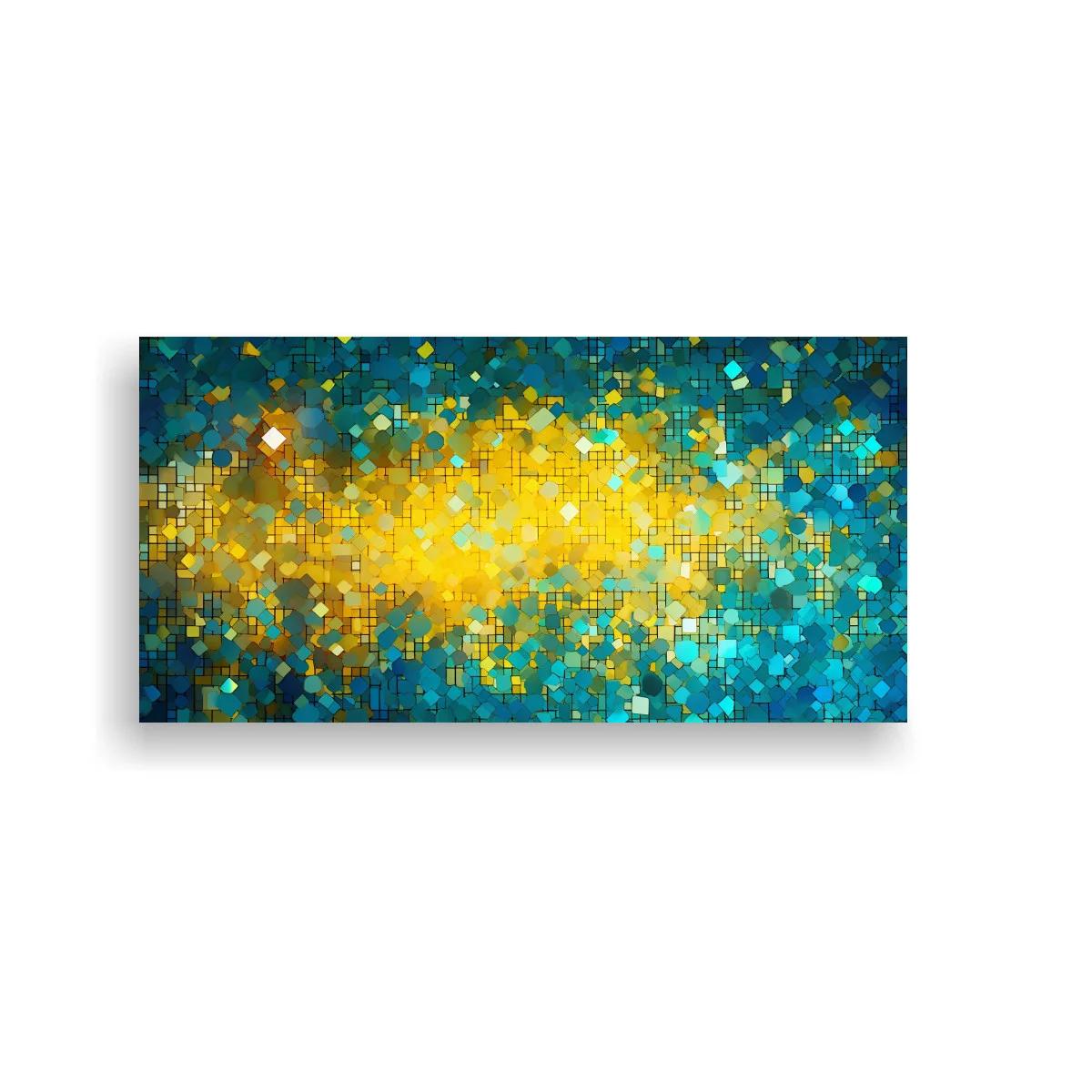 Cuadro mosaico abstracto de luces doradas con banda luminosa