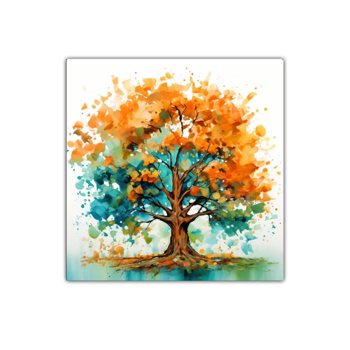 Árbol vibrante con tonos naranja y turquesa — imagen principal