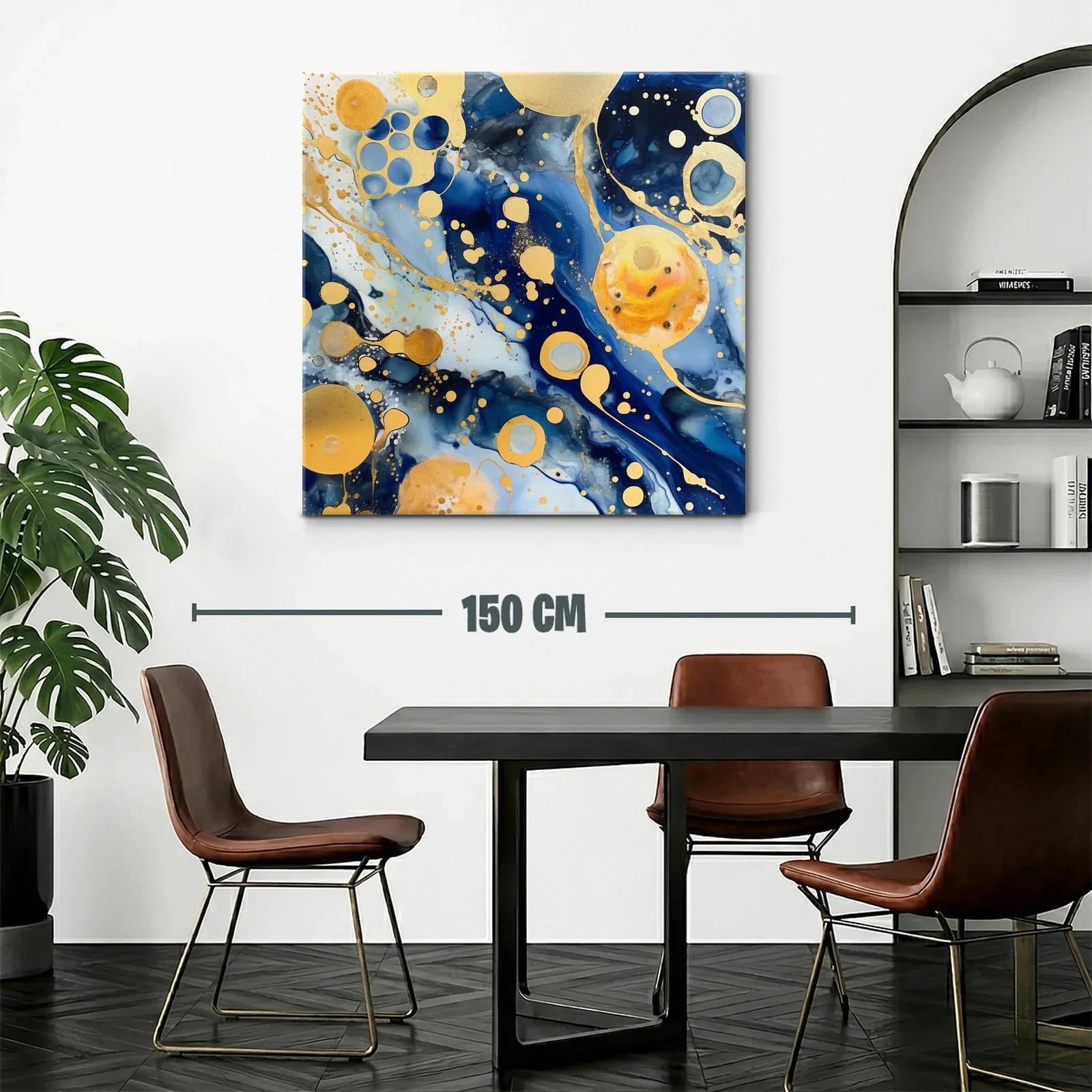 Composición Abstracta en Azul y Dorado — miniatura 2