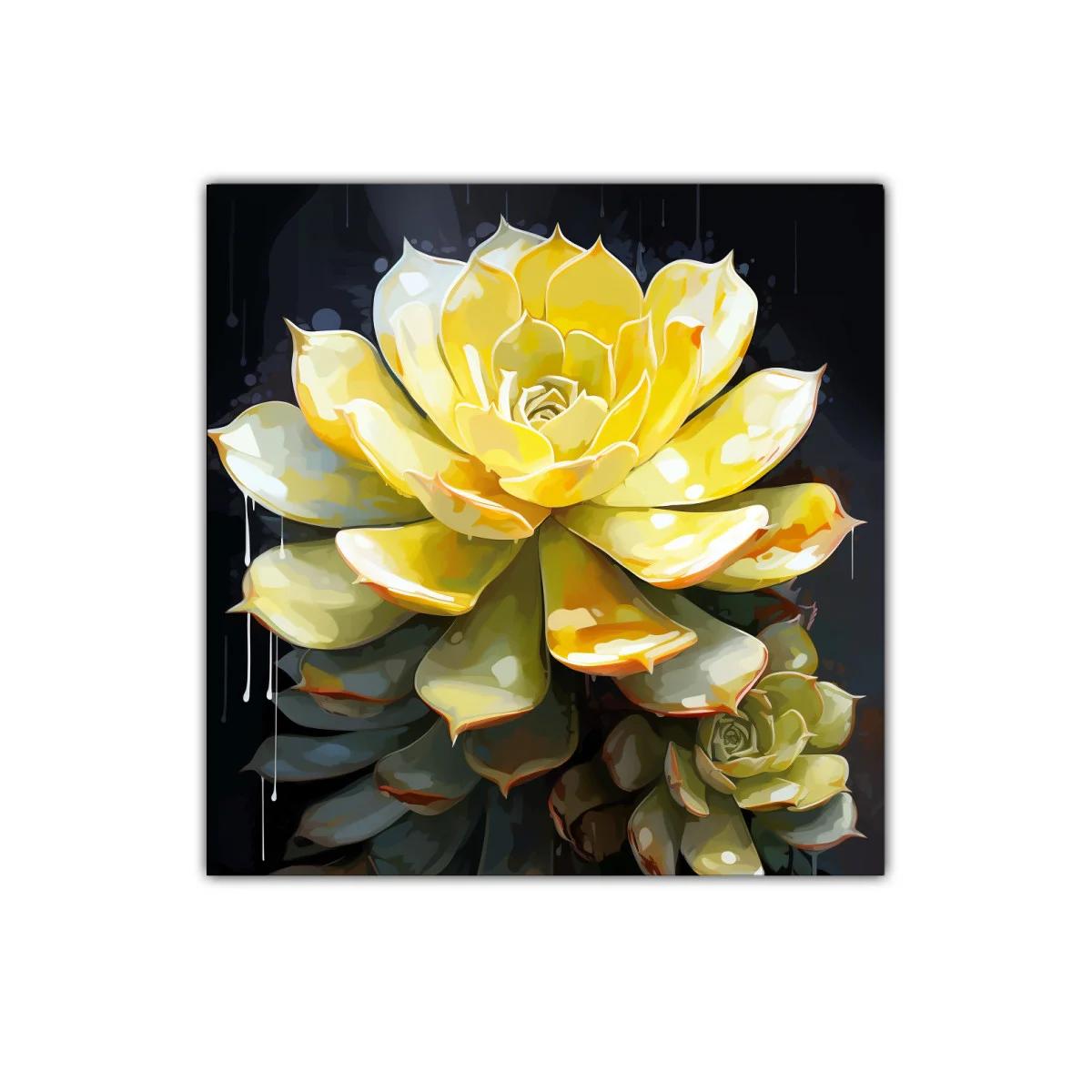 Cuadro decorativo con suculenta amarilla vibrante — imagen principal