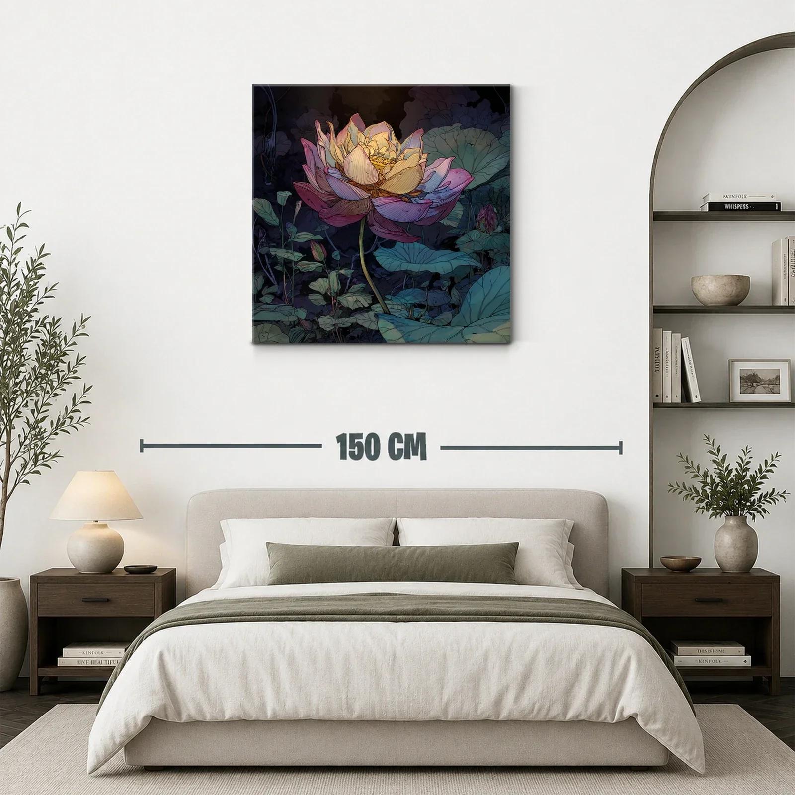 Flor luminosa entre hojas verdes en ambiente nocturno — miniatura 3