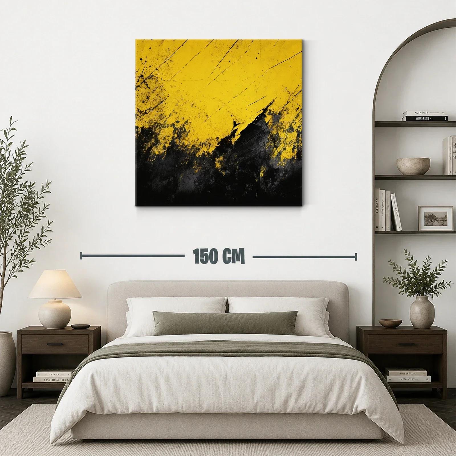Cuadro abstracto con explosión en tonos amarillos y negros — miniatura 3