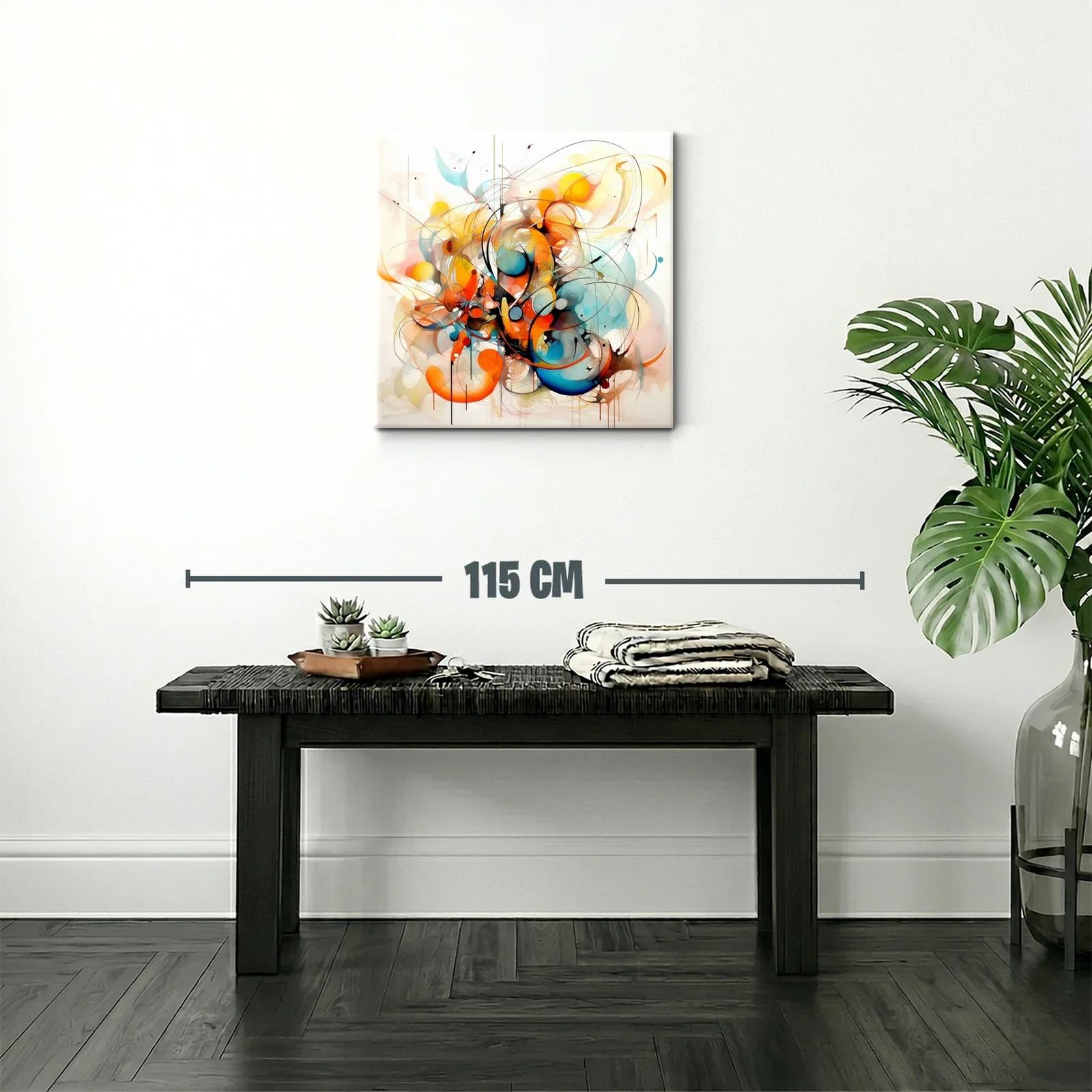 Cuadro abstracto en tonos cálidos y fríos vibrantes — miniatura 2